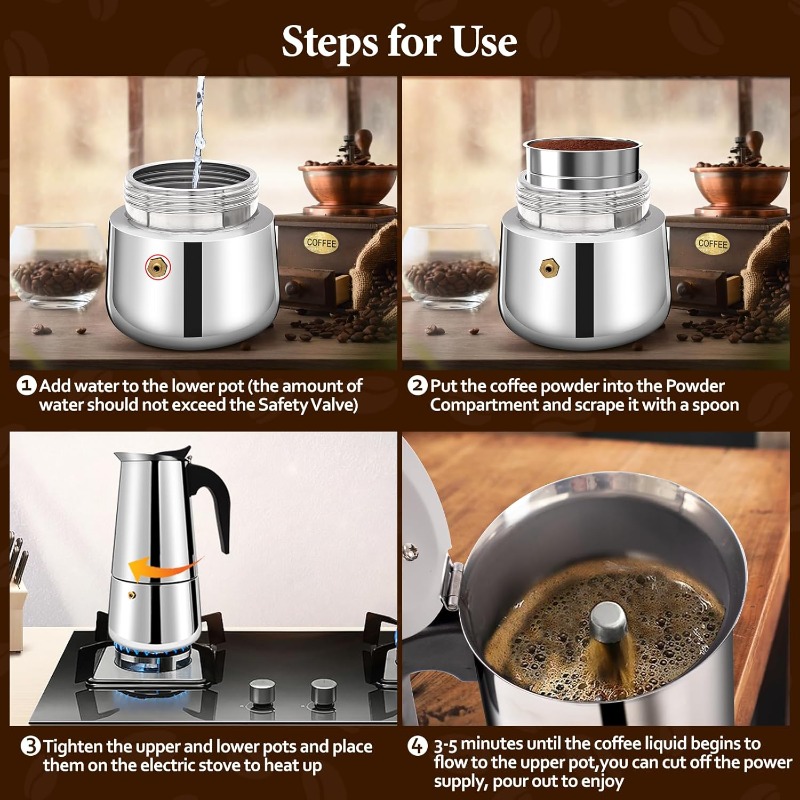 6 Cup Mocha Pot Stainless Stee - Moka Pot Stove avis et prix