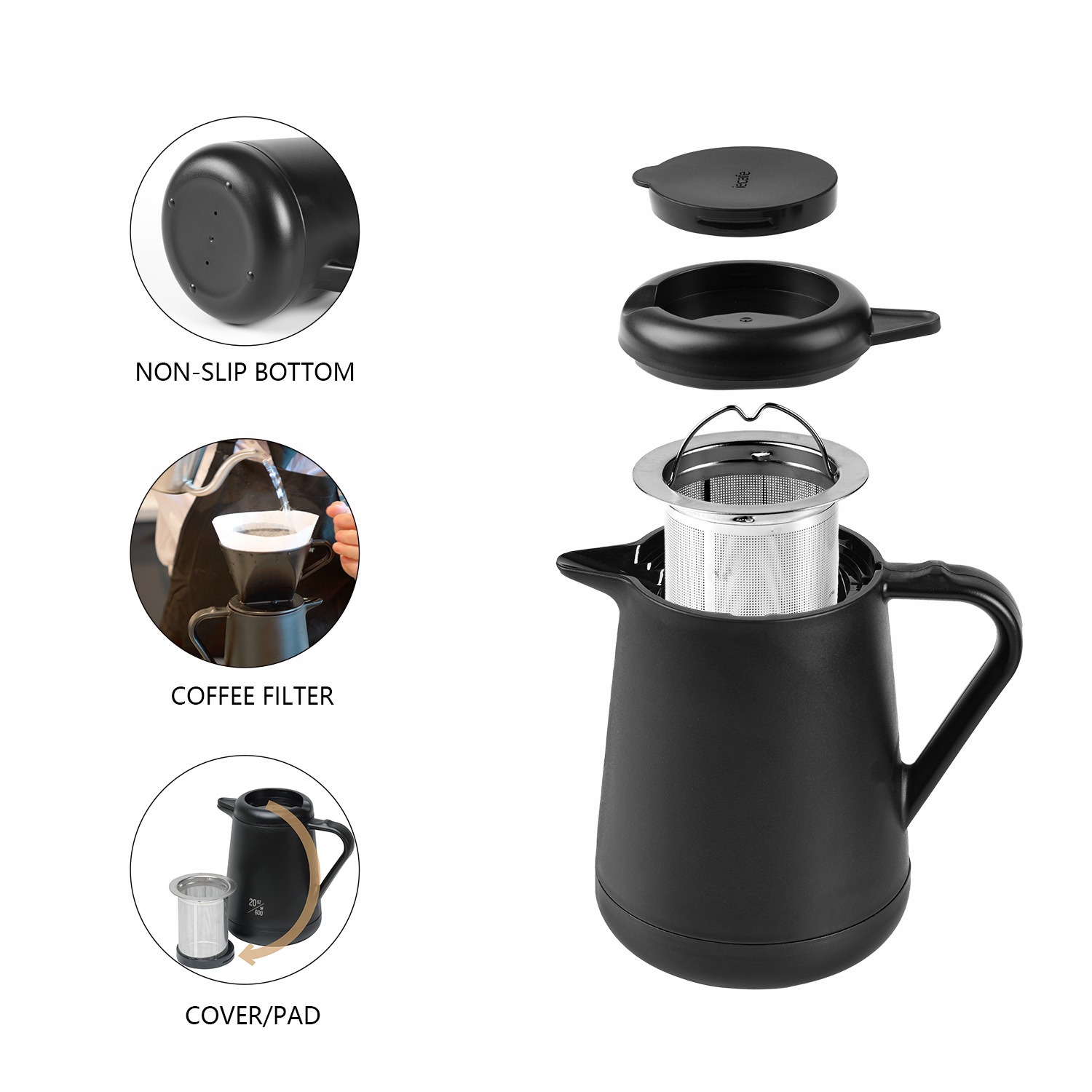 Ideus 20oz Stainless Steel Ins - Coffee Tea Pots avis et prix