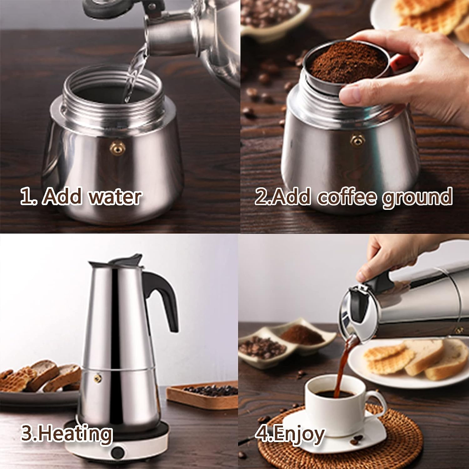4/6/9 Cups Moka Pot Caffe Mach - Moka Pot Stove avis et prix