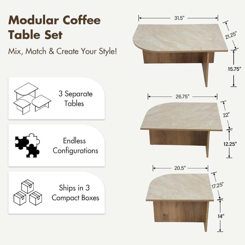 Preferred 3-Piece Modern Coffe - Prefer Coffee To Tea avis et prix